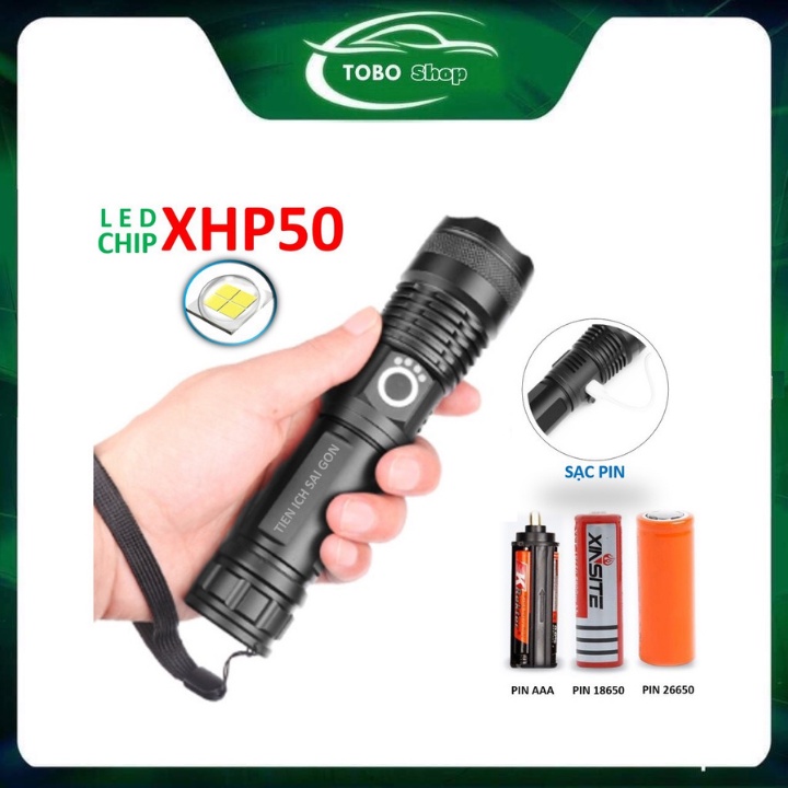 Đèn pin siêu sáng ⚡️𝐅𝐑𝐄𝐄 𝐒𝐇𝐈𝐏⚡️ Đèn pin XHP50 ánh sáng mạnh - Pin khỏe - BH 6 tháng - 1 đổi 1 30 ngày !