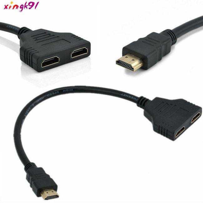 Cáp chuyển đổi 1080P HDMI đầu cắm sang ổ cắm HDTV 1 đầu vào 2 đầu ra