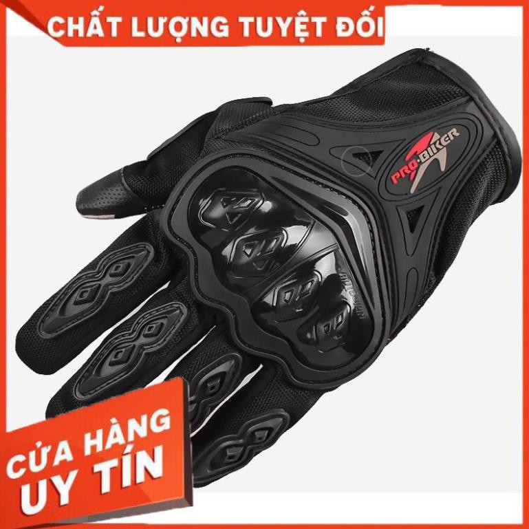 Găng Tay Cảm Ứng Bảo Hộ Xe Máy PROBIKER TRIPE Dài Ngón Có Gù Nhựa ❤️ Freeship❤️ Găng Tay Bảo Hộ Cao Cấp RiBô