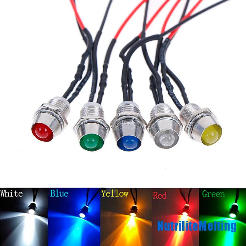 Đèn LED Báo Hiệu Bằng Kim Loại 0.31" 12V Màu Xanh Lá/Đỏ/Xanh Dương [my]
