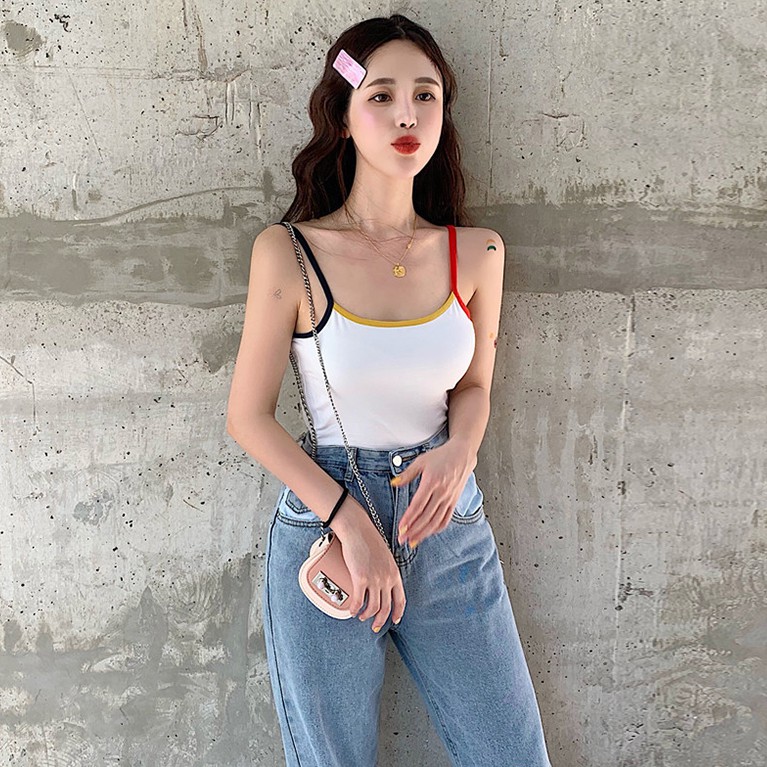 ÁO HAI DÂY NỮ PHỐI NÚT (CHẤT BAO XỊN) QUẢNG CHÂU