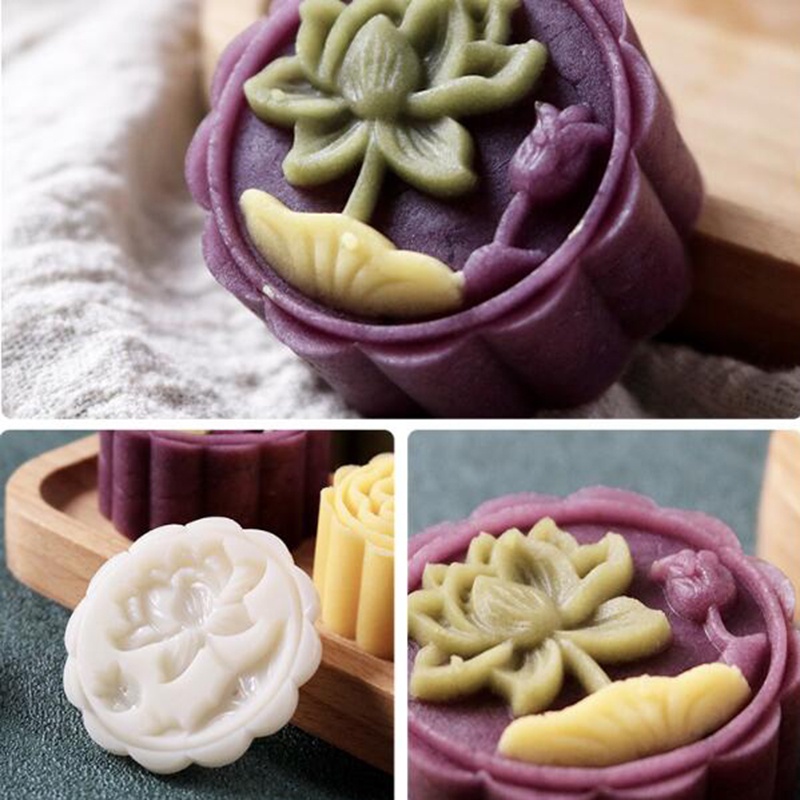 50g / 75g / 100g / 125g Bánh trung thu khuôn mẫu gia đình không dính bánh đậu xanh mô hình in ấn dập nổi làm băng da snack bánh ngọt chảy tim bánh mài công cụ