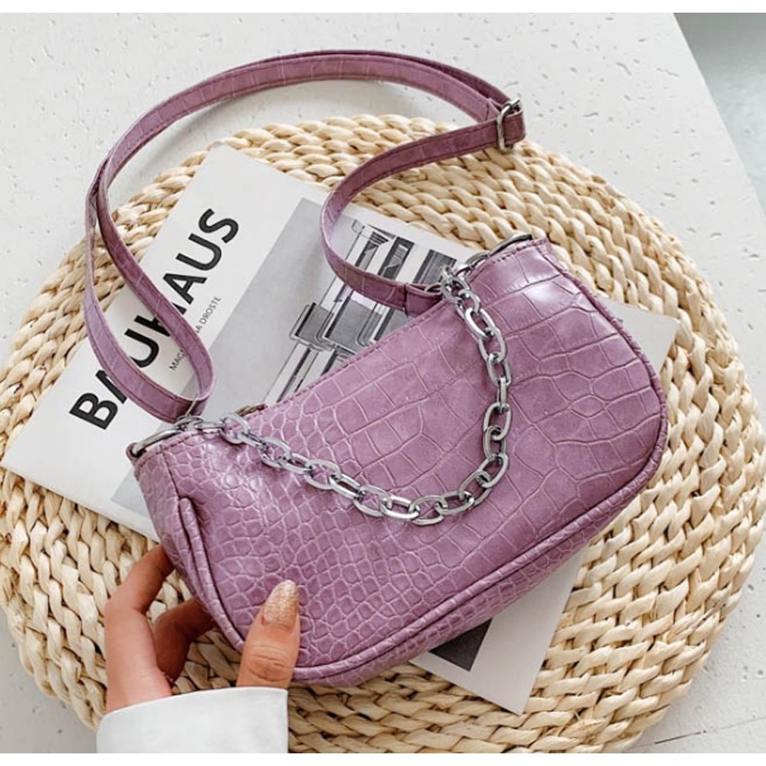 Túi kẹp nách nữ hàng hiệu chuẩn hàn phối xích bạc năng động  TDC2104