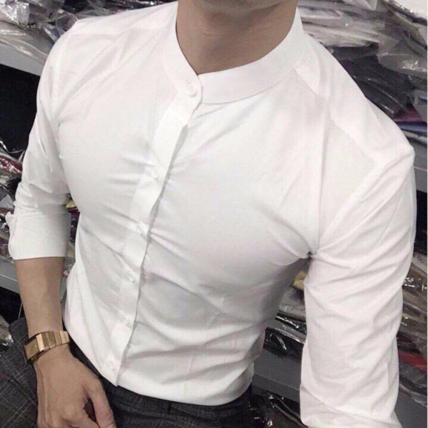 áo sơ mi nam đen cổ tàu vải lụa cao cấp chống nhăn chống xù chông bám bụi cao cấp - shop VIỆT STORE | BigBuy360 - bigbuy360.vn