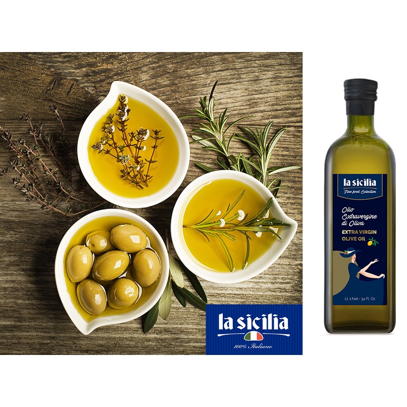 Dầu Oliu nguyên chất Olive Extra Virgin La Sicilia 1 lít [Date 2024]