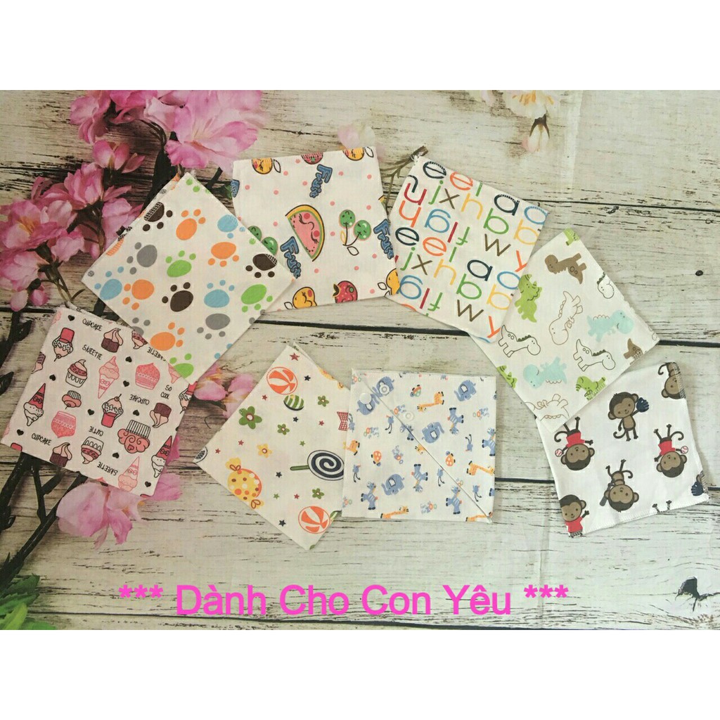 Sỉ - Combo 10 yếm Cotton cúc bấm cho bé
