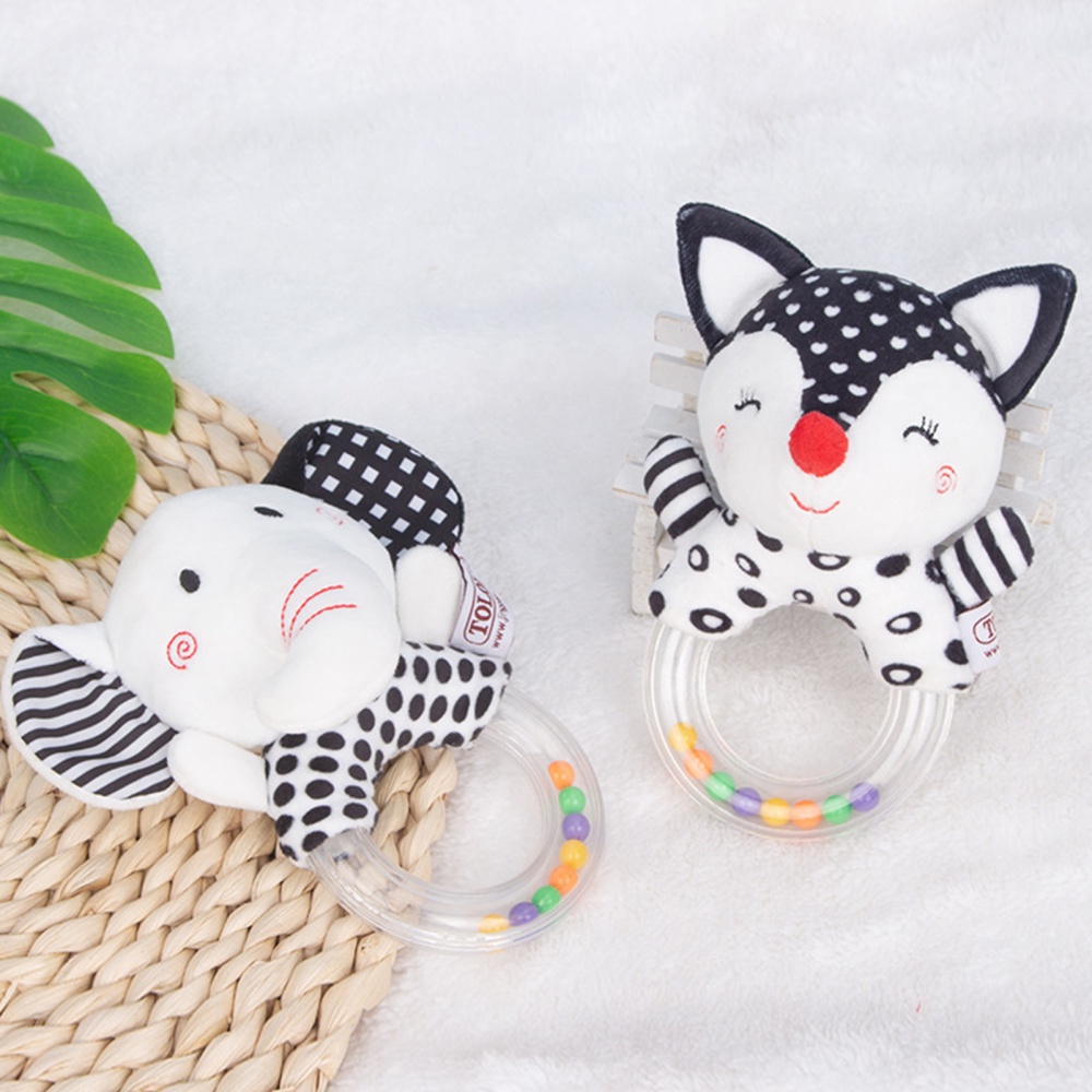 Lục Lạc Đồ Chơi Đeo Tay Mềm Mại Màu Trắng Đen Tương Phản Có Âm Thanh BB Cho Bé 0-12 Tháng Tuổi