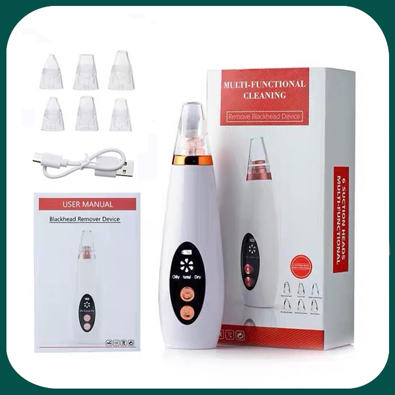 Máy hút mụn đầu đen mụn cám sợi bã nhơn - Máy hút mụn mini cầm tay cực mạnh, dụng cụ làm sạch lỗ chân lông 6 đầu hút