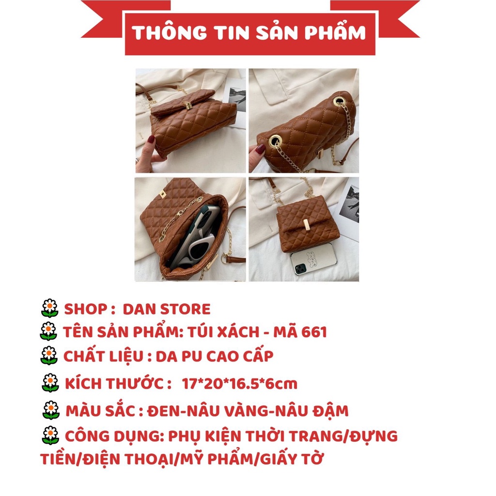 Túi Xách NữTặng Quà Túi Xách da PU cao cấp đeo chéo dây xích phối da hợp thời trang trẻ trung MÃ 661