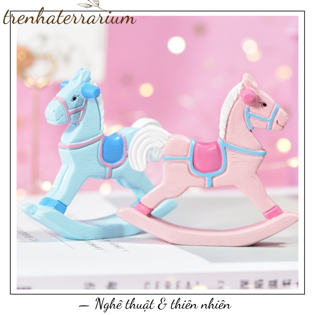 Tiểu cảnh ngựa bập bênh trang trí bonsai, mô hình, terrarium