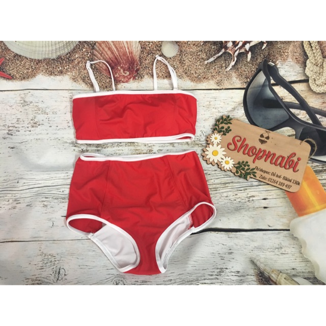 Đồ bơi nữ 2 dây dễ thuơng kín đáo- Bikini đi biển đẹp sành điệu- shopnabi