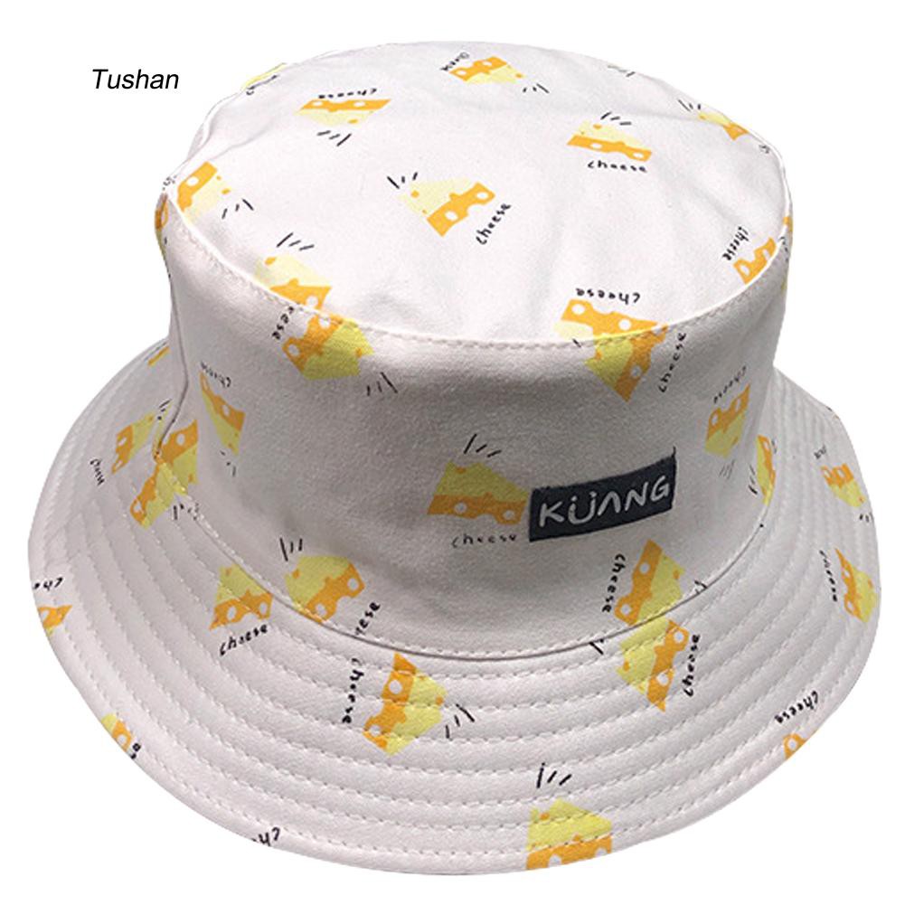 [TS]Women Banana Chips Double Side Folding Fisherman Sun Hat Outdoor Bucket Cap