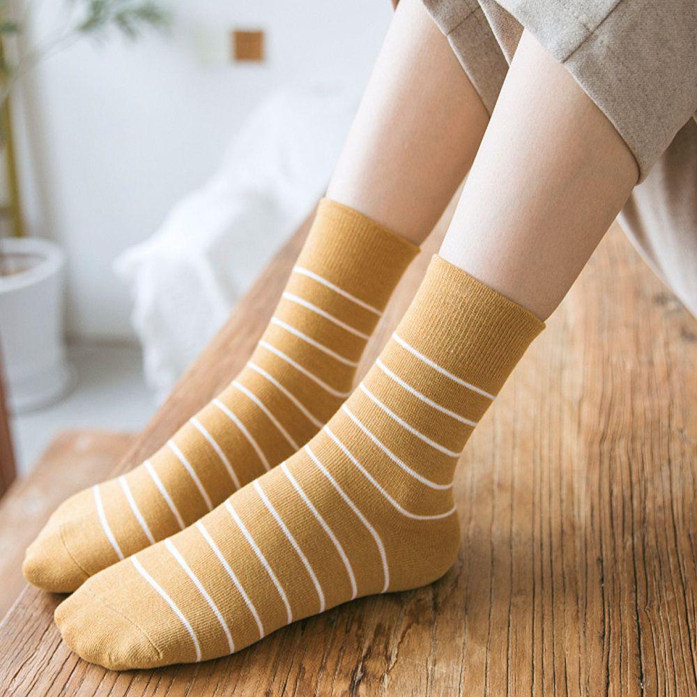 Vớ Cổ Cao Họa Tiết Kẻ Sọc Trắng Ngọt Ngào Dễ Thương Cho Nữ