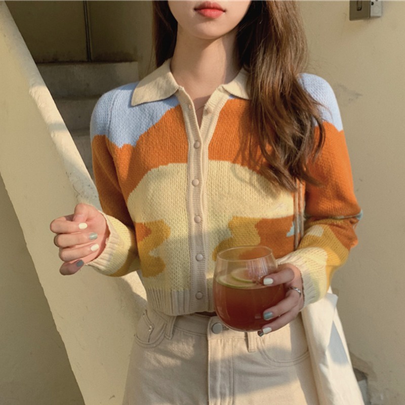 Áo khoác len cadigan dáng ngắn croptop phong cách LISA BLACKPINK