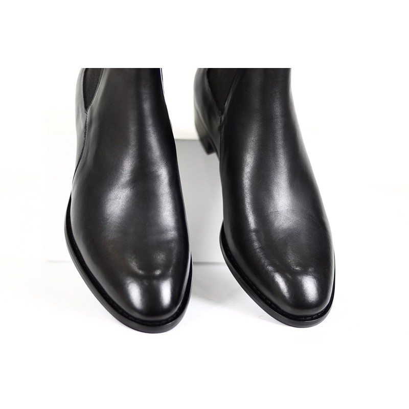 Giày Nam Chelsea boot cổ cao, gót gỗ cao 5cm, Tặng lót tăng chiều cao đệm khí