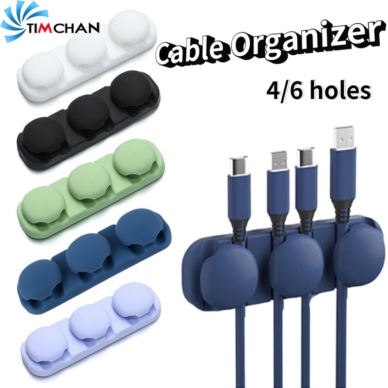 1 Phụ Kiện Kẹp Sắp Xếp Dây Cáp Sạc USB Bằng Silica Gel Tiện Dụng