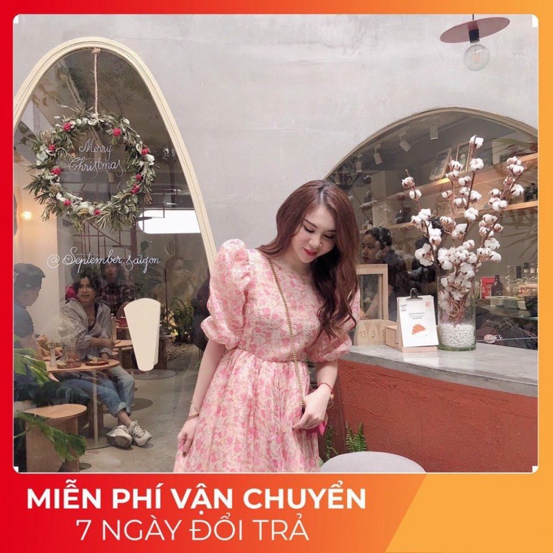 Váy Hoa Bèo Hoa Hồng Cực Sang Chảnh  - Chất Tơ Lụa Cao Cấp Siêu Mềm Đẹp Mát - Bên Trong Có 1 Lớp Lót Nhé