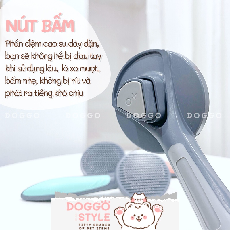 Lược Chải Lông Cho Chó Mèo Có Nút Bấm Gạt Lông DOGGOSTYLE Tay Cầm Cao Su Giúp Mượt Lông Chống Rối Cho Thú Cưng