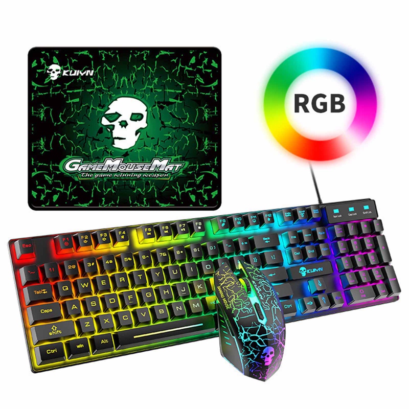 Luminous keyboard and mouse set computer console game manipulator suit-rainbow luminous set