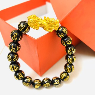 Vòng Tay Chuỗi Hạt Đá Khắc Chữ Phạn Bình An - full hộp