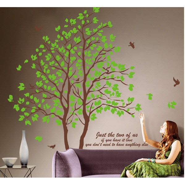 Decal dán tường decal trang trí đôi cây bóng mát BINBIN PK344 (có keo sẵn)