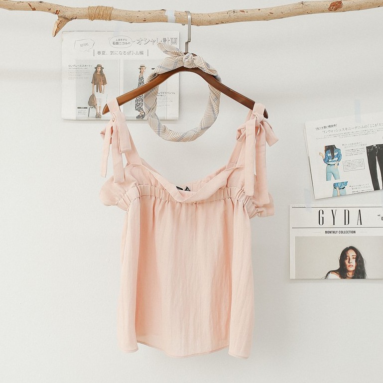 Áo 2 Dây Buộc Nơ Nữ MOMOCO Thiết Kế Nhún Ngực Cá Tính - M2059