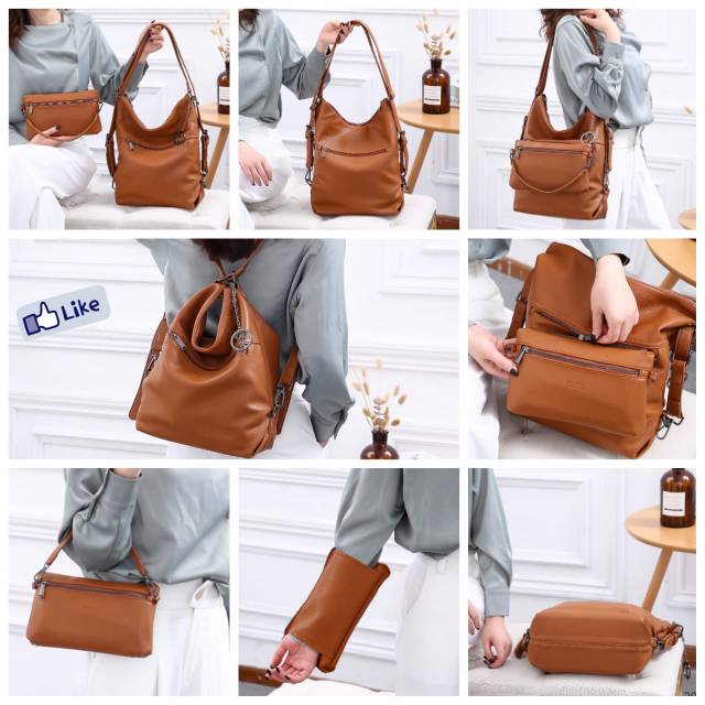 Bộ Ba Lô + Túi Đeo Chéo Mini Đa Năng 3073 2 Trong 1 Phong Cách Boho