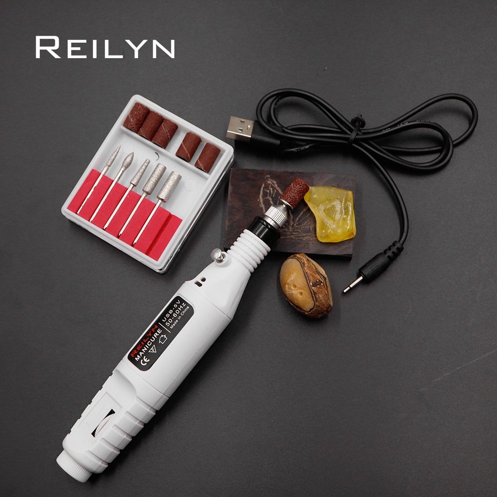 Bút Mài Đánh Bóng Móng Tay mini 5V USB-5V + 12 Đầu Mài