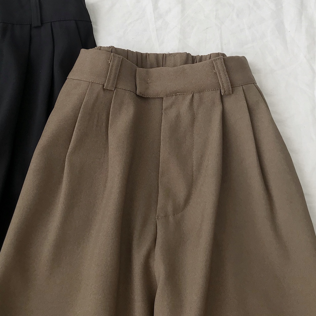 Quần Vải Ống Rộng MKUS Cạp Chun JEM CLOSET Phong Cách Teen Năng Động 3 Màu Be Đen Nâu 2868