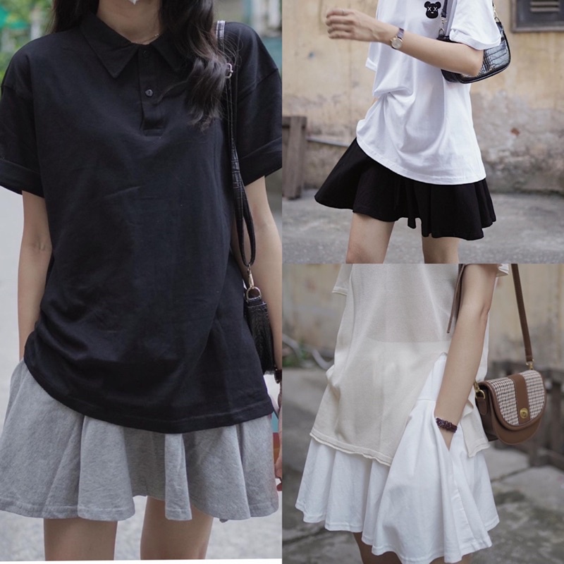 [Ảnh thật/Video] Chân váy xoè Goness lưng thun màu trơn có lót trong thời trang cho nữ Chân váy cotton dáng thể thao