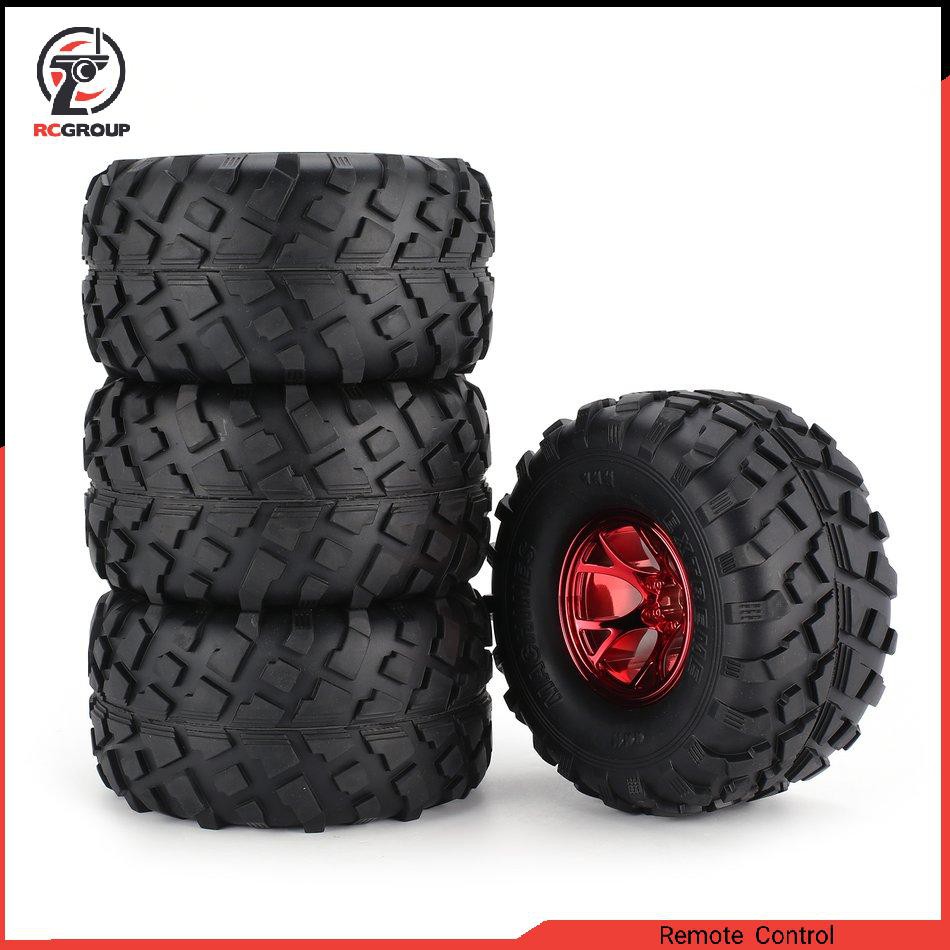 Bộ 4 vành bánh xe và lốp xe cao su 130mm dành cho mô hình xe hơi điều khiển từ xa tỷ lệ 1/10
