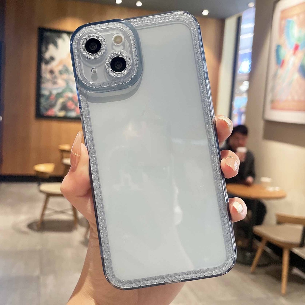 Ốp Điện Thoại Trong Suốt Đính Kim Cương Nhiều Màu Dễ Thương Cho iPhone 13promax 12pro 11 pro XS max XR 7 / 8 Plus