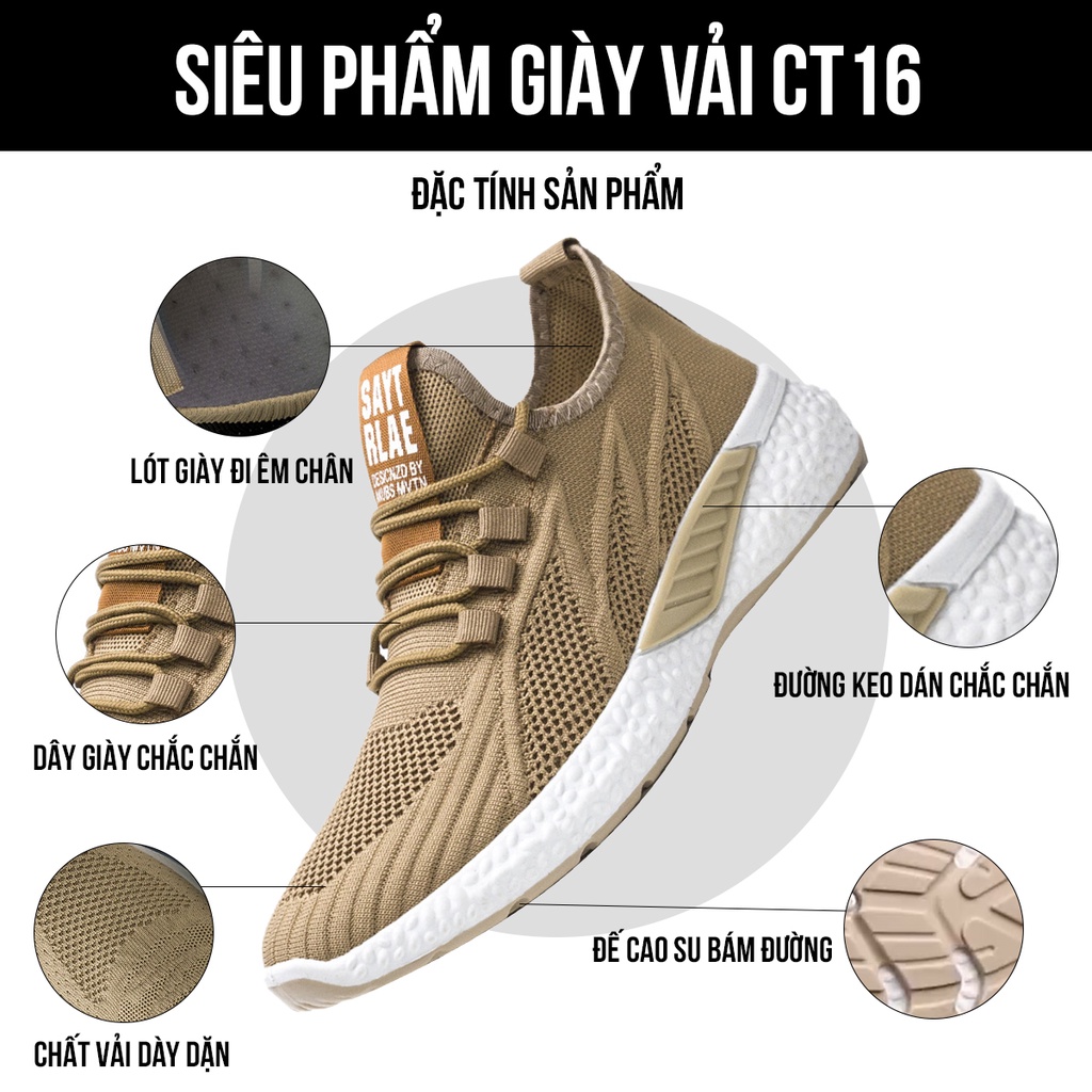 Giày thể thao nam, giày sneaker TIMAN CT16 đế êm vải thoáng khí bảo hành 1 năm