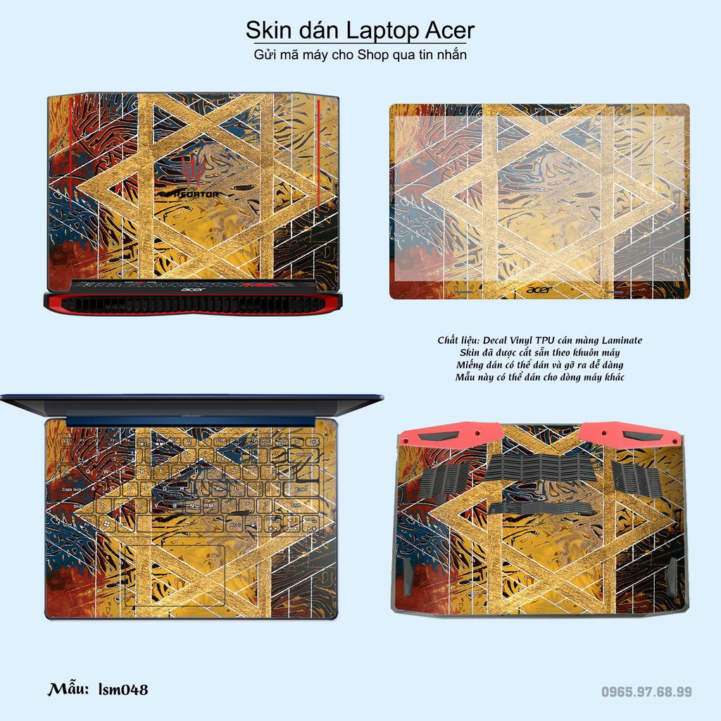 Skin dán Laptop Acer in hình Tấm Khiên David - lsm048 (inbox mã máy cho Shop)