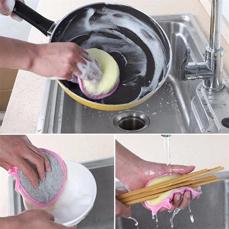 Set 5 Miếng Bọt Biển Rửa Chén Hai Mặt Tiện Dụng Cho Nhà Bếp