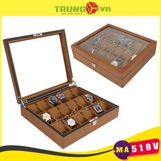 Hộp Đựng Đồng Hồ 18 Ngăn Vỏ Gỗ Veneer Cao Cấp - Mã 518V | SANELY