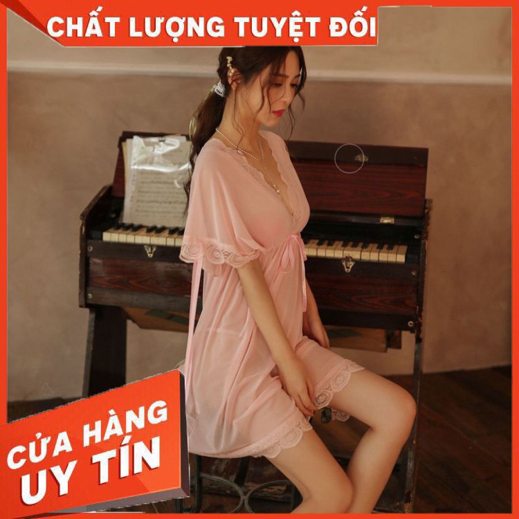 HÀNG CAO CẤP -  Váy ngủ ren sexy bẹt vai mặc hai kiểu đồ ngủ big size voan thun với màu đen quyến rũ  - Hàng Cao Cấp