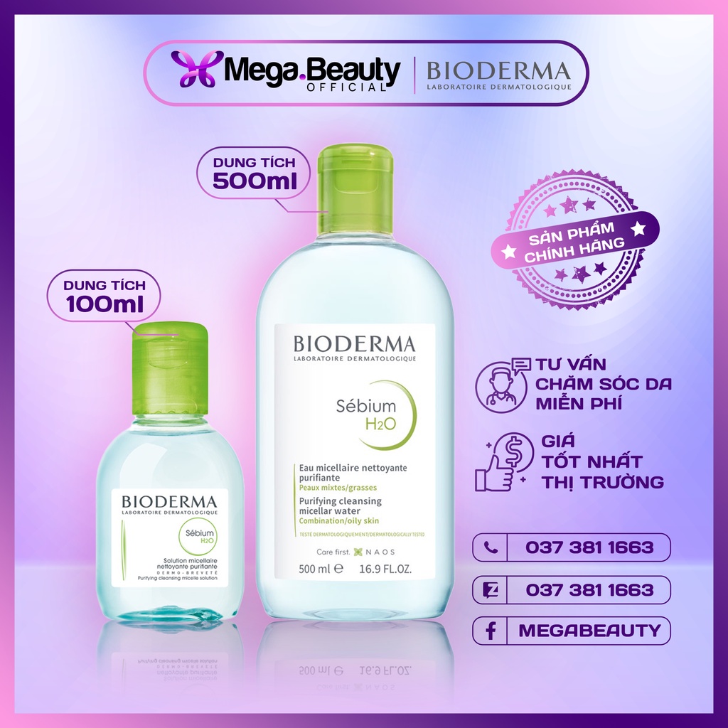 Nước Tẩy Trang BIODERMA Dành Cho Da Dầu & Hỗn Hợp 500ml Sébium H2O