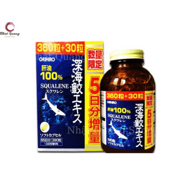 Dầu gan cá mập Orihiro Squalene 360 và 390 viên (Hàng nội địa Nhật Bản)