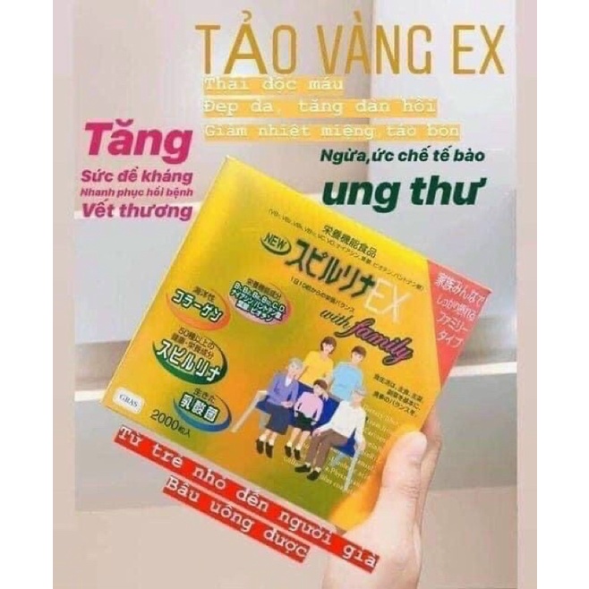 Tảo vàng Spirulina EX Nhật Bản (1 set 2 lọ, mỗi lọ 1000 viên)