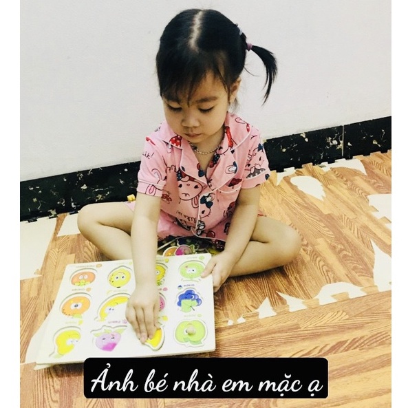 (BG 17-27kg) Đồ bộ quảng châu Kaikai Bộ cotton xuất hàn Pijama cộc tay KAIKAI cho bé gái 3-6 tuổi