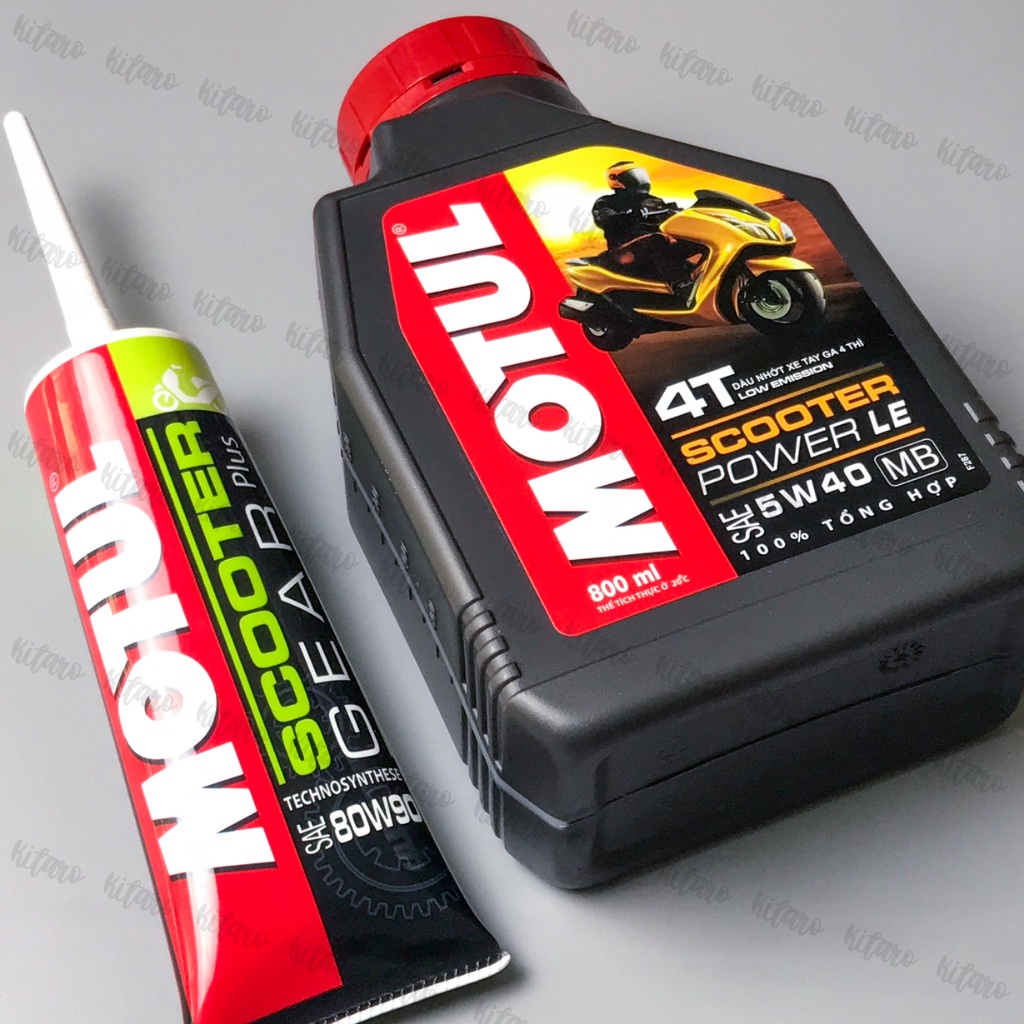 Combo nhớt xe tay ga  Dầu Motul scooter power le 5w40 800ml + nhớt hộp số