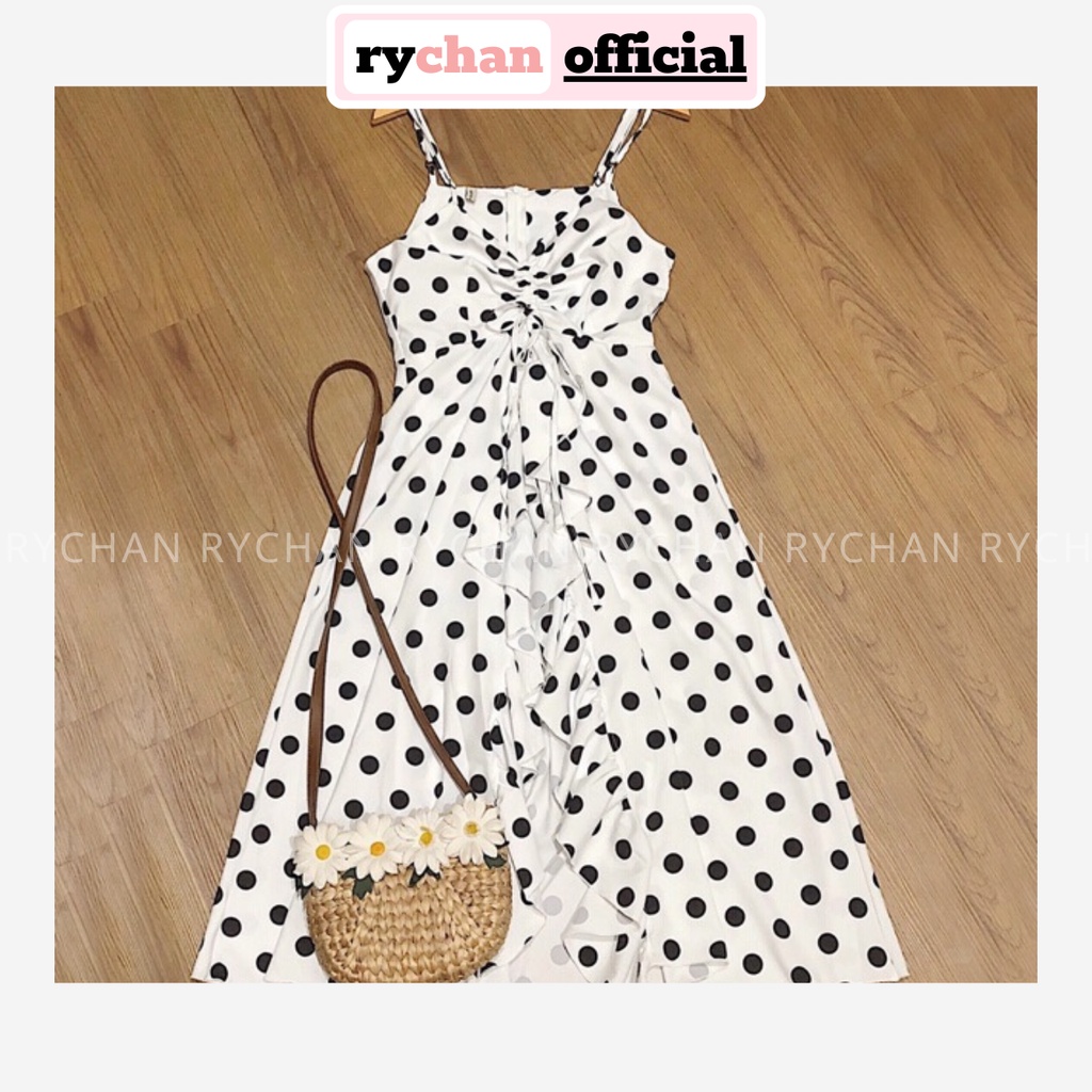 [ẢNH THẬT CUỐI] Đầm Maxi Đi Biển Bi 2 Dây Nhún Ngực Phối Bèo - DM014