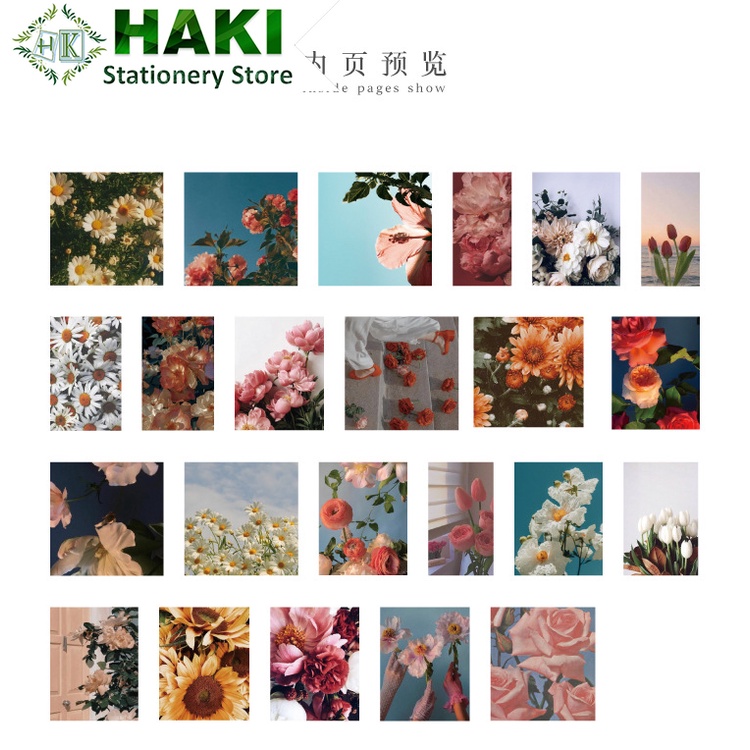 Sticker hoa cute dễ thương HAKI, 46 hình dán cute trang trí sổ bullet journal đẹp ST06