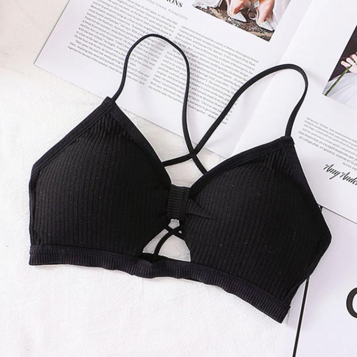 Áo ngực cá tính bra dây chéo hình sọc - Áo ngực bikini không gọng, tôn ngực, thời trang, chất liệu an toàn