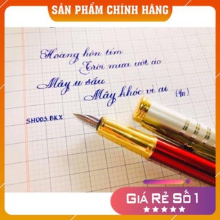 Bút Mài Thầy Ánh SH003, Bút Máy Ánh Dương Thân Nhôm Nhẹ, Nắp Có Đính Kim Cương, Ngòi Mài, Êm Trơn
