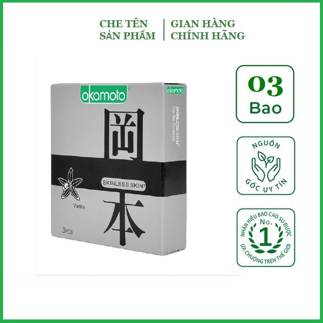 Bao Cao su siêu mỏng Okamoto hương Vanilla - hộp 3 chiếc