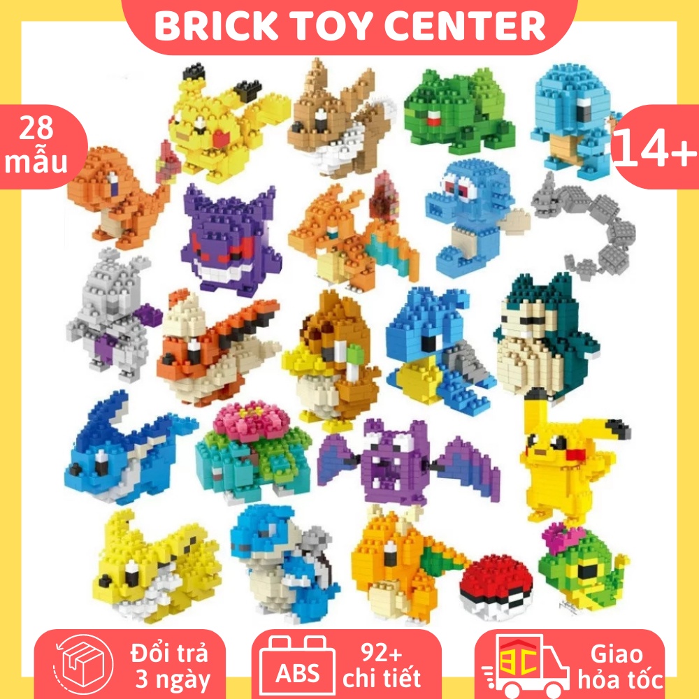 Đồ chơi lắp ráp lego 3d giá rẻ LNO mô hình Pokemon Pikachu mini dễ thương 28 mẫu tùy chọn