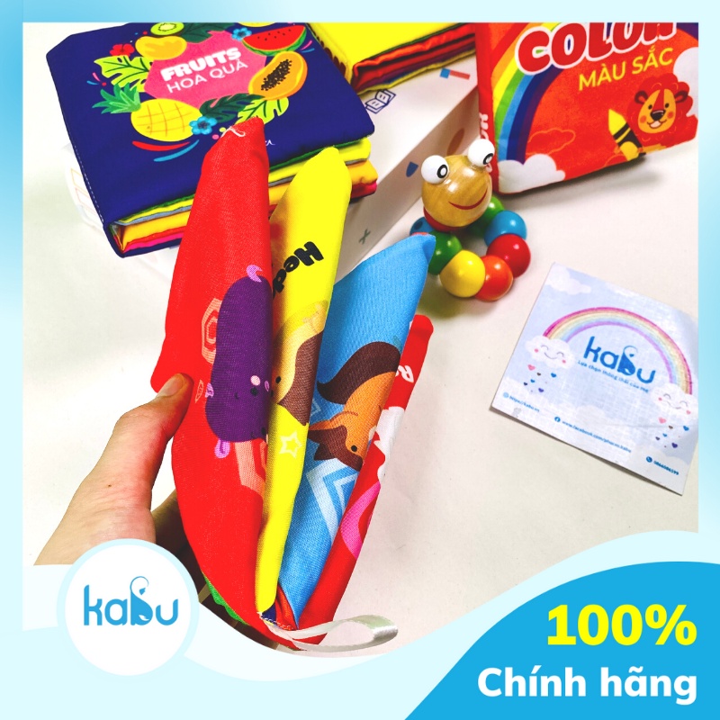 KABU - Bộ 4 Cuốn Sách Vải Giáo Dục Đầu Đời Cho Bé 0-3 Tuổi Mini Cloths