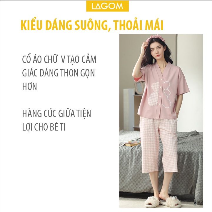 [100% COTTON] Bộ Lửng Nữ Mặc Nhà | Pijama Sau Sinh Cotton Mùa Hè